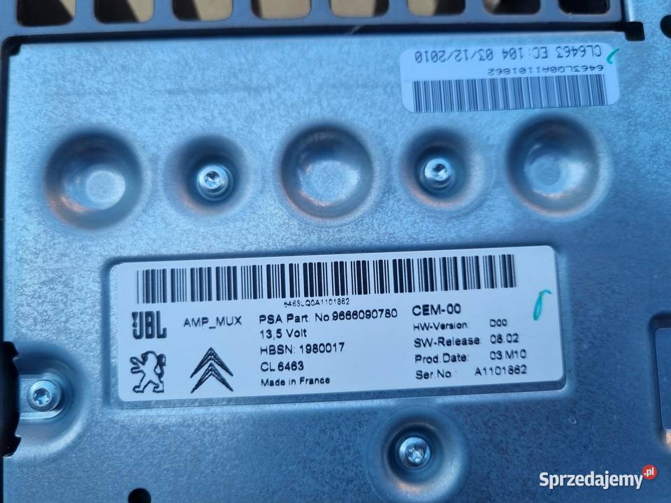 WZMACNIACZ PEUGEOT 508 I 9666090780 ITA Panele sterowania, przełączniki