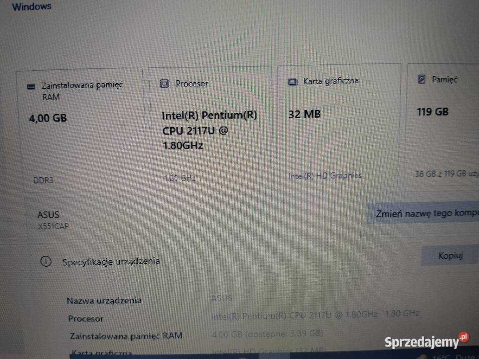 Sprzedam laptop Asus X551C Gościejew sprzedam