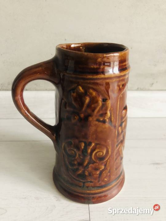 NOWY Kufel z czasów PRL brązowy z uchem łódzkie Łódź