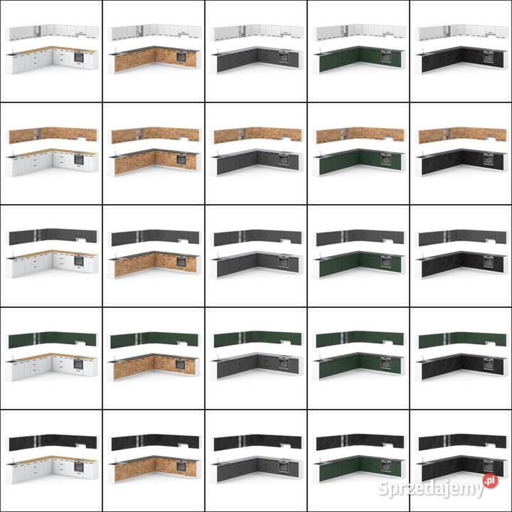 Meble Kuchenne Narożne Białe Butelkowa Zieleń 145cm warmińsko-mazurskie Elbląg