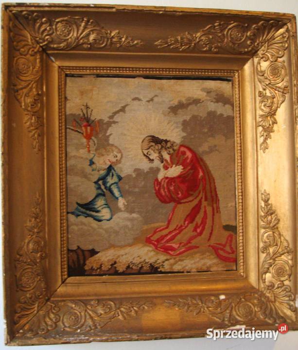 Stary Gobelin XIX w Ikona 48 x 45 Oryginal Warszawa