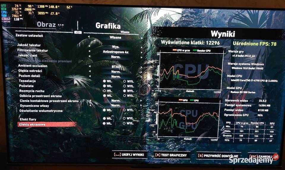 Komputer gamingowy PC do gier Intel i7 RX 580 Pamięć RAM 16 Binarowa