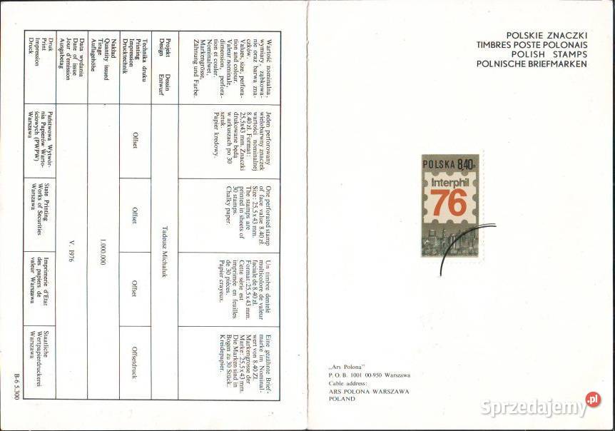 Karta wyd na okol Mien Wyst Filat Interphil 76