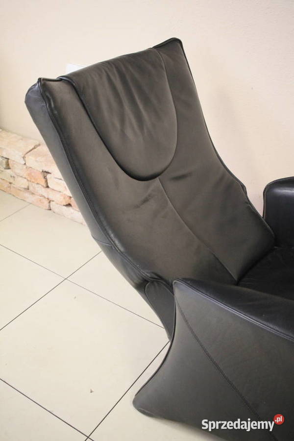 Wygodny fotel czarna skóra ROZKŁADANY Pszczyna