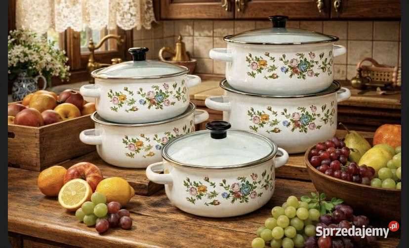 99 Garnki emaliowane drobne kwiatki Zabrze