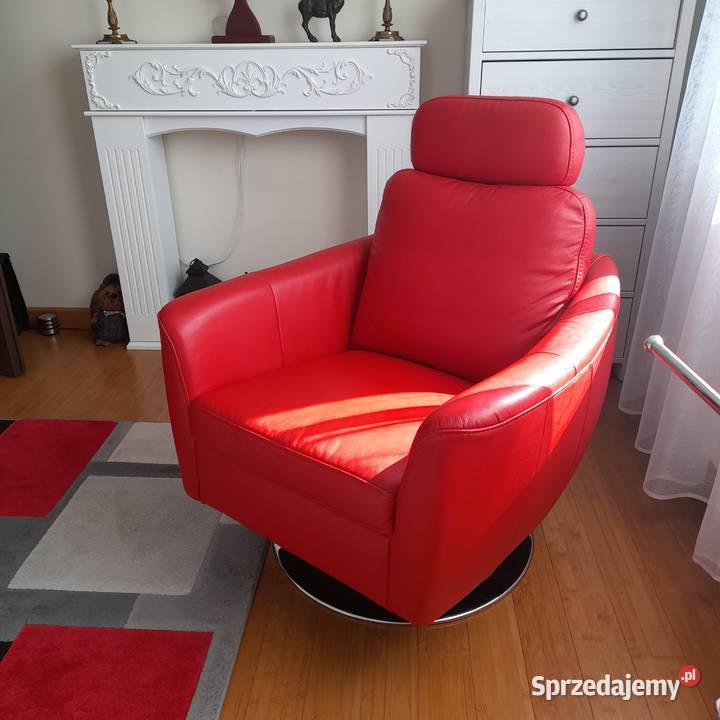 Fotel skórzany obrotowy Stan idealny 78cm Rzeszów