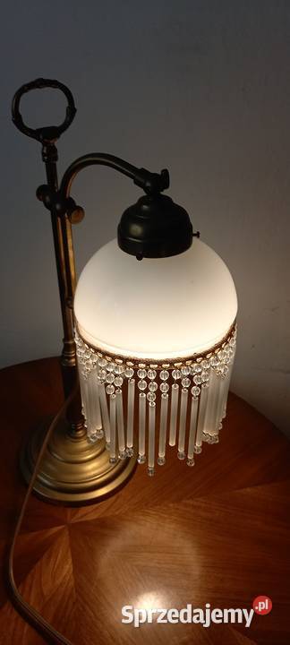 Stara mosiężna lampa z ruchomym ramieniem klosz