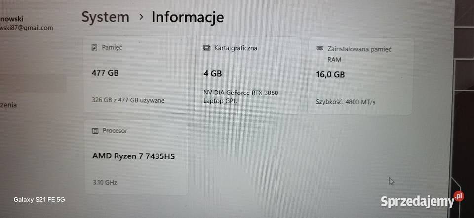 Laptop Gamingowy Asus Tuf A15 matowa Boniewo