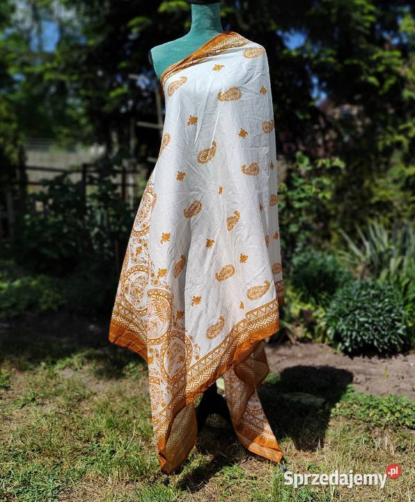 Duża chusta bawełna szal pareo kolor złoty Dla kobiet Szczecin