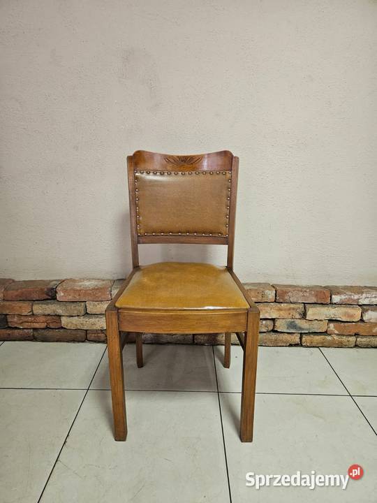 KRZESŁO fotel DREWNO Z OBICIEM stylowe piękne śląskie Pszczyna