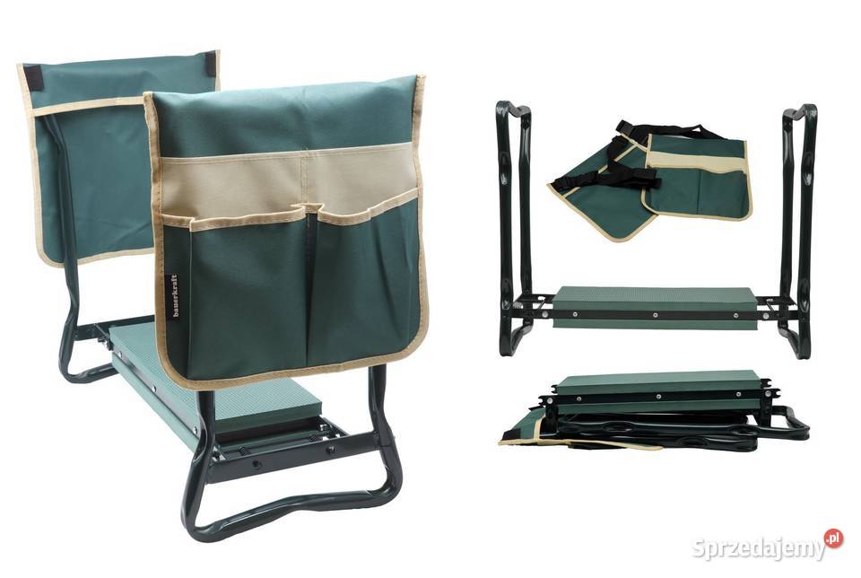Klęcznik składany ogrodowy zielony z 2 torbami Poznań