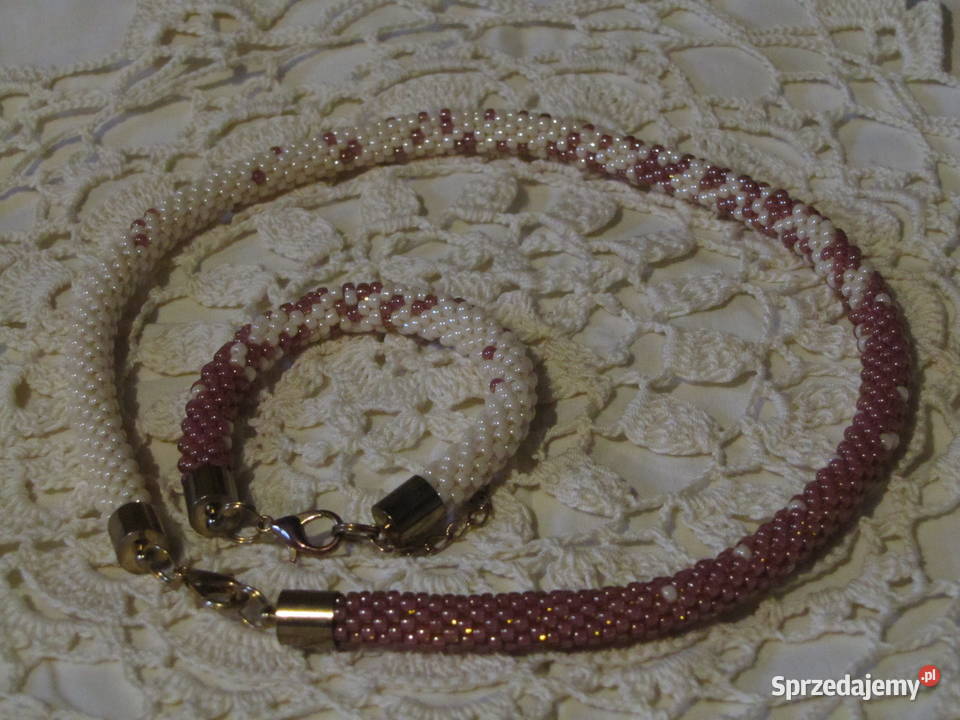 Komplet koralikowy rękodzieło podkarpackie