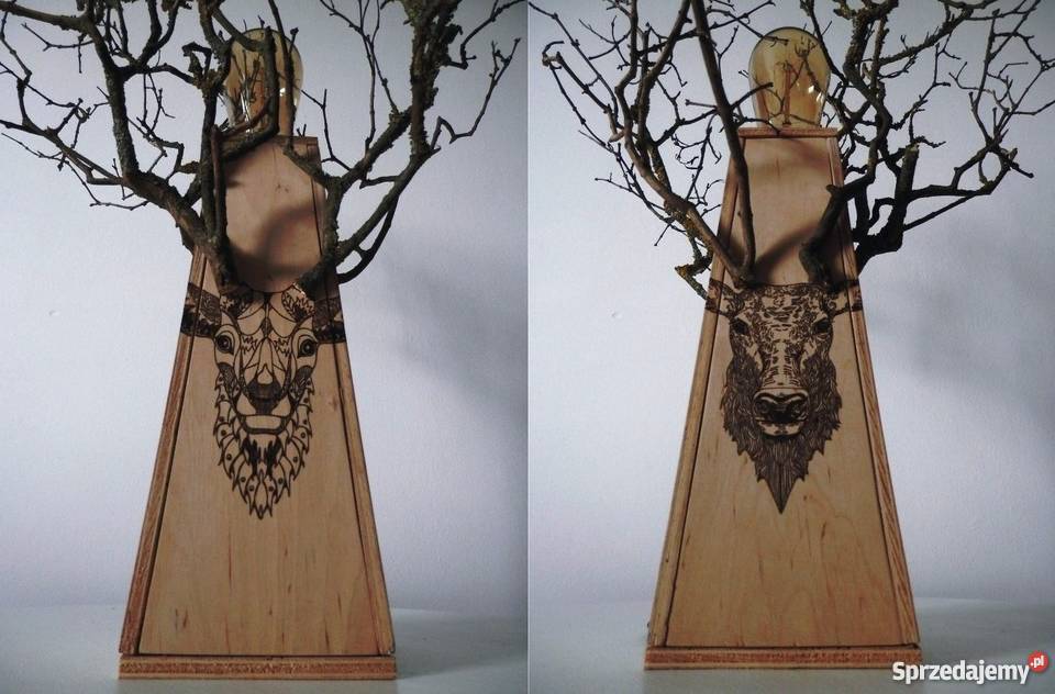Lampa drewniana ręcznie wykonana JELEŃ zachodniopomorskie sprzedam