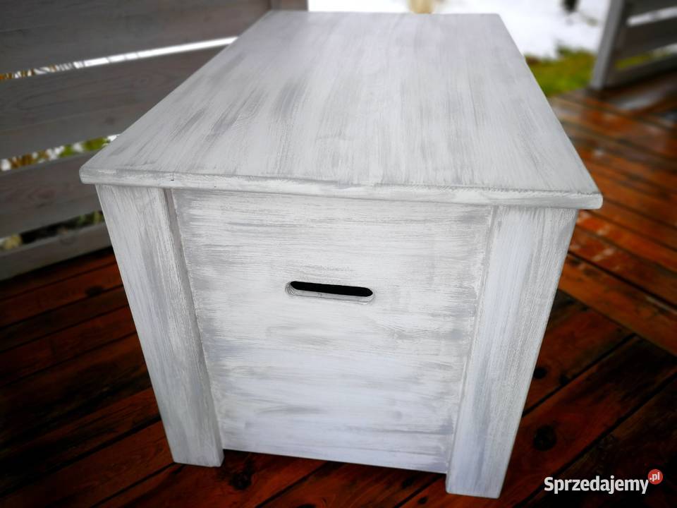 Skrzynia drewniana jako stolik kawowy ława 85cm Radków