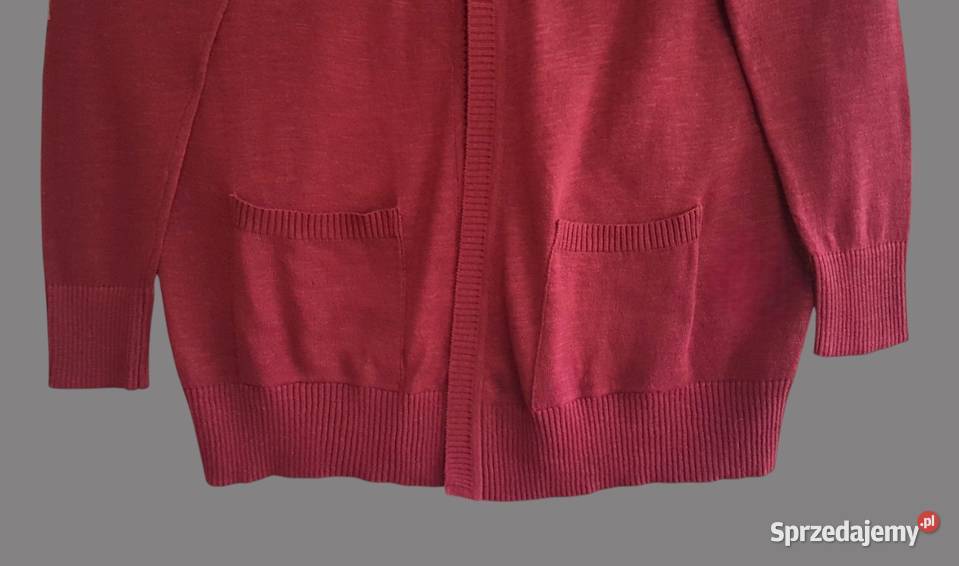 Damski bawełniany sweternarzutka bordowa z