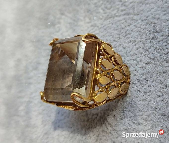 Sygnet pierścień damski z kryształem złoto 750 Zegarki i Biżuteria Mroków