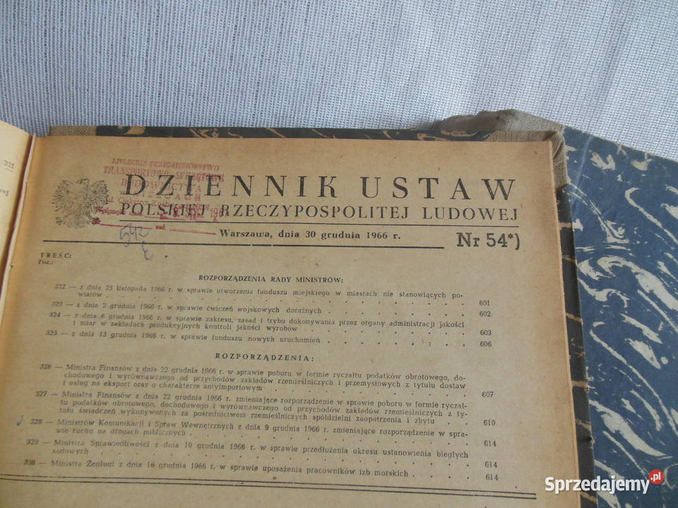 Dziennik ustaw 1966 i 1968 Antyki, Sztuka, Kolekcje świętokrzyskie Kielce