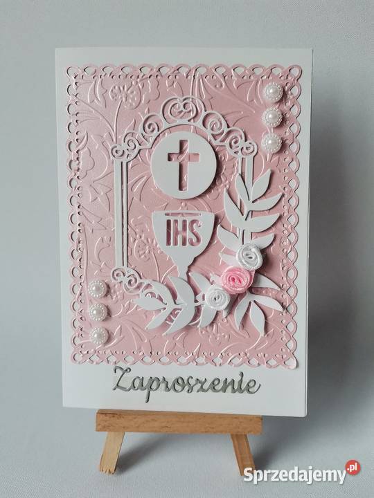 Zaproszenia Komunia Dziewczynka Kielich Z Hostią Poznań sprzedam
