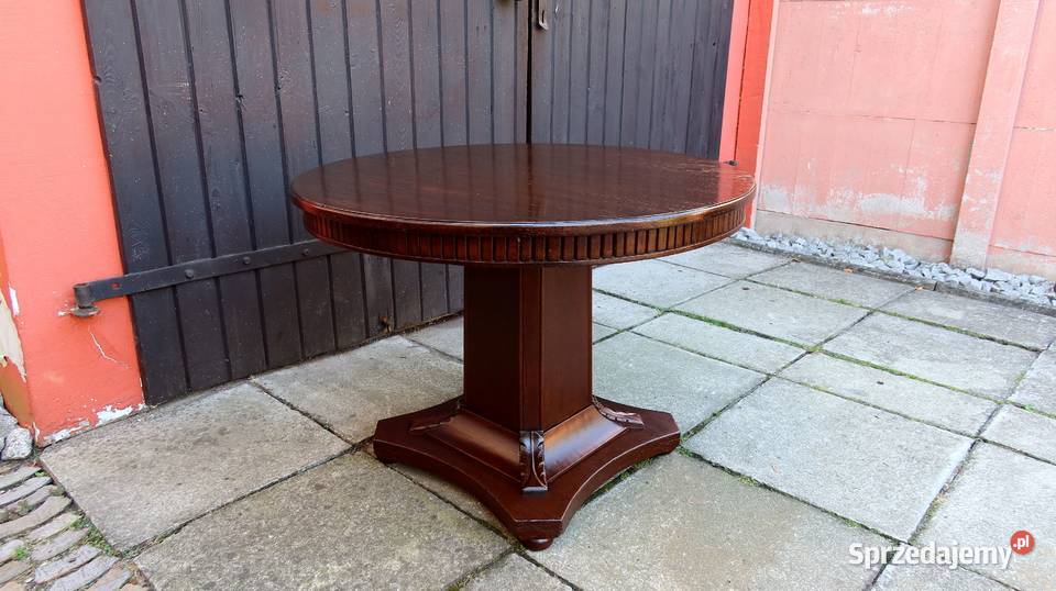 Unikatowy Okrągły Stół Stolik Kawowy Dąb 1920 r Ziębice