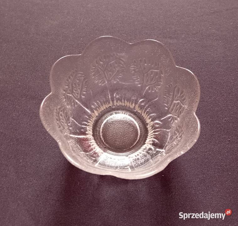 Skandynawska szklana miseczka z roślinnym wzorem Porcelana i szkło Koźminek