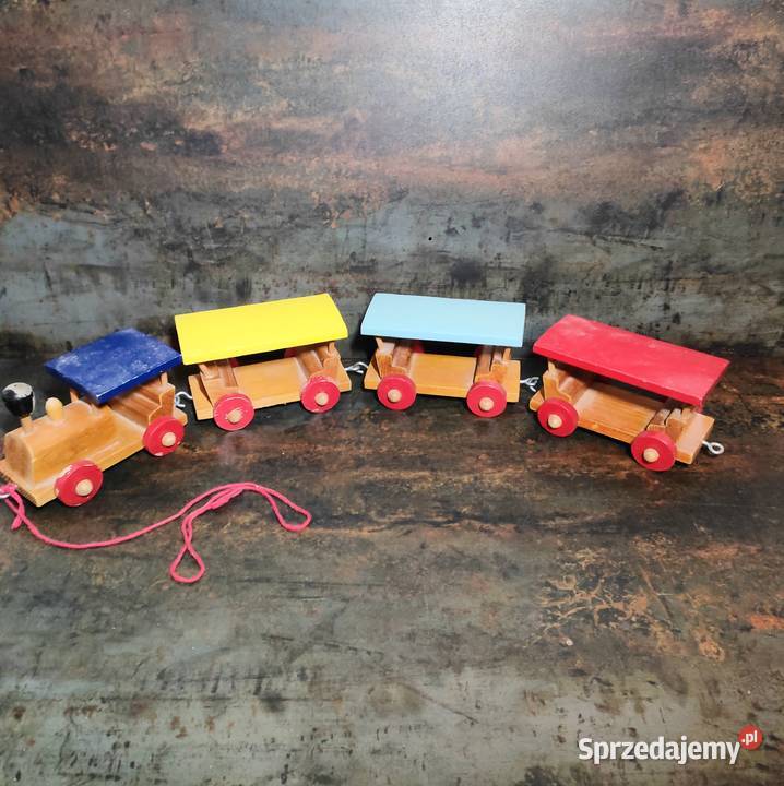 Drewniany pociąg zabawka vintage PRL kolekcje Kalisz sprzedam