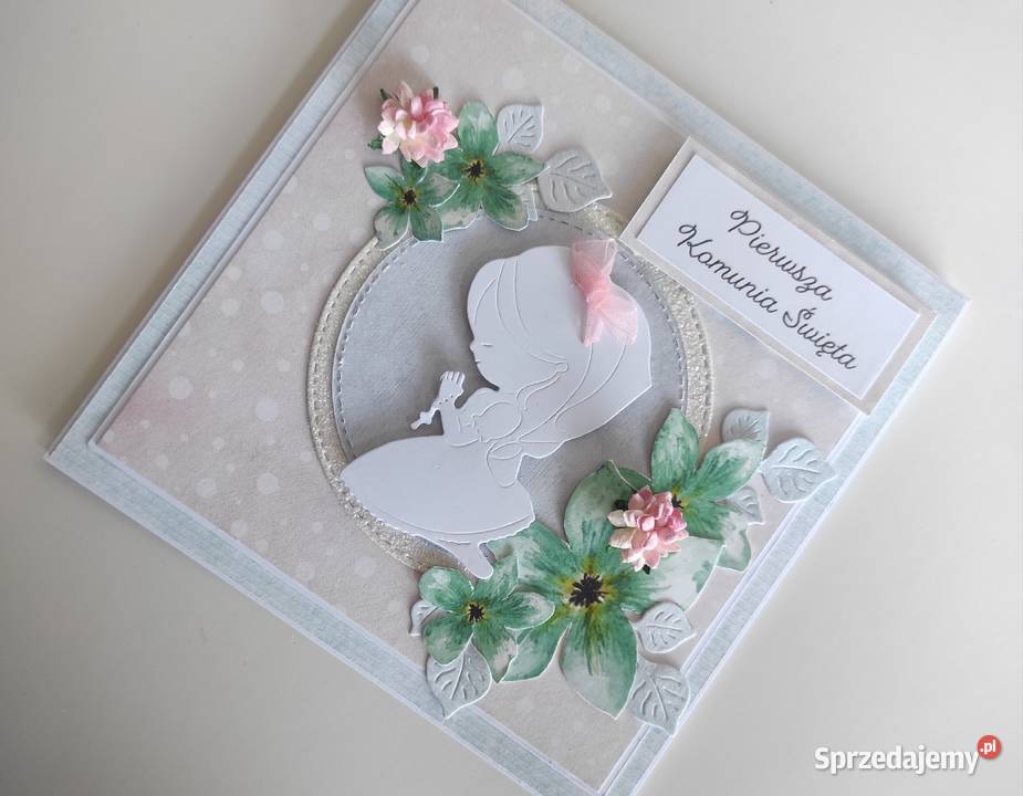 Kartka ręcznie robiona na Komunię Świętą z Łódź