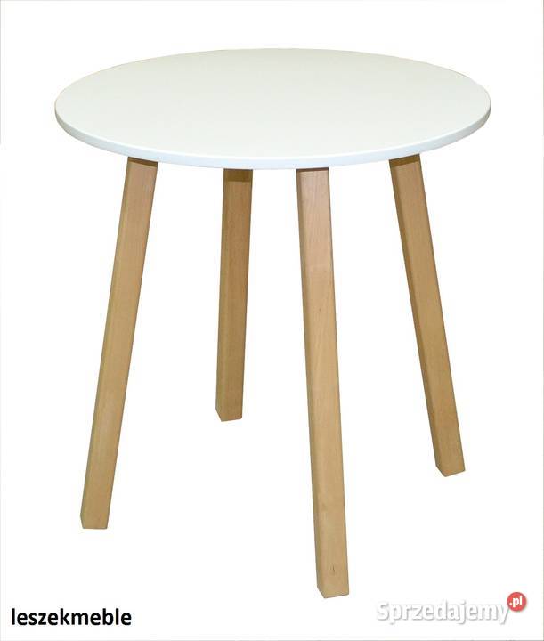 STÓŁ OKRĄGŁY FI 60 BIAŁY STOLIK ŁAWA 75cm Tołkiny