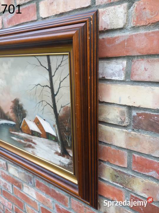 Obraz olejny namalowany na płótnie w drewnianej Gawroniec