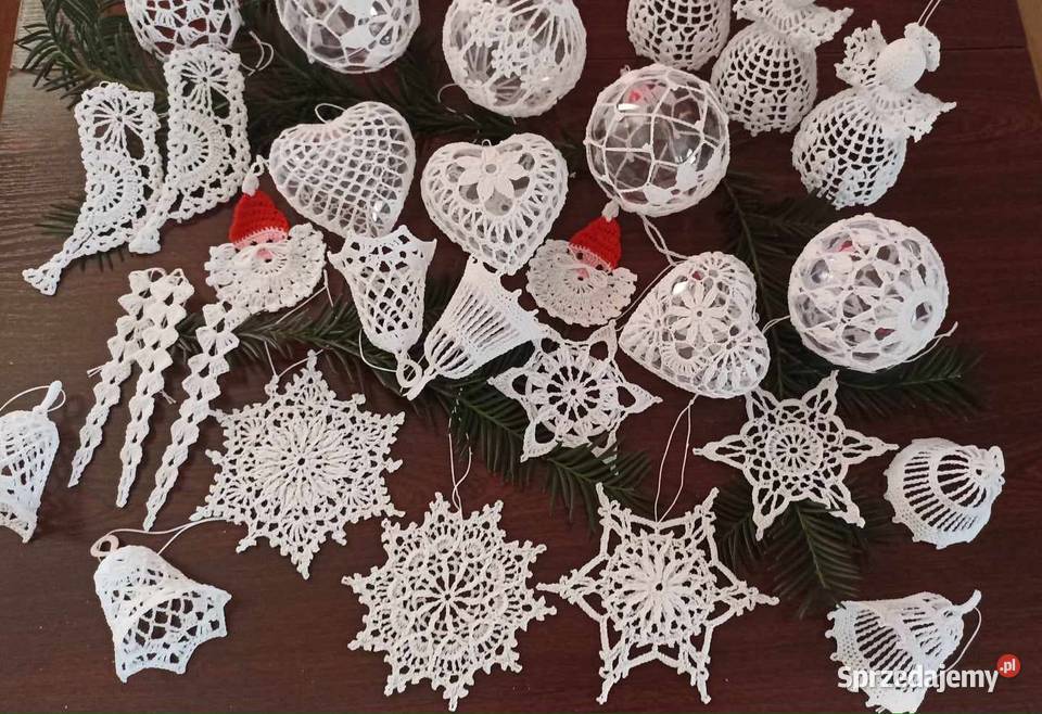 Ozdoby choinkowe na szydełku aniołki dzwonki Rękodzieło Jaworzno