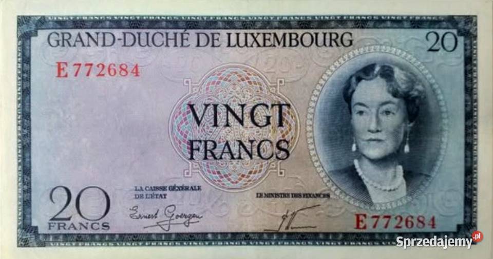 LUKSEMBURG 1955 UNC 20franków P49aGrratis Człuchów