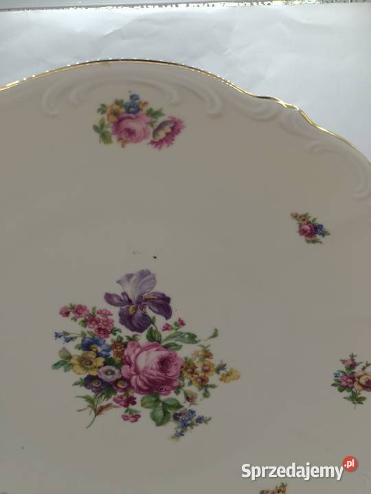 Patera ecru import M Z bukiet kwiatów Porcelana i szkło Zamość