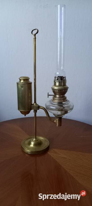 Oryginalna mosiężna lampka naftowa z przeciwwagą Skierniewice