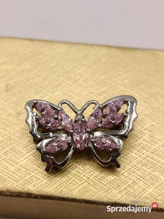 BIŻUTERIA BROSZKA PIĘKNA MAŁY MOTYL RÓŻOWE