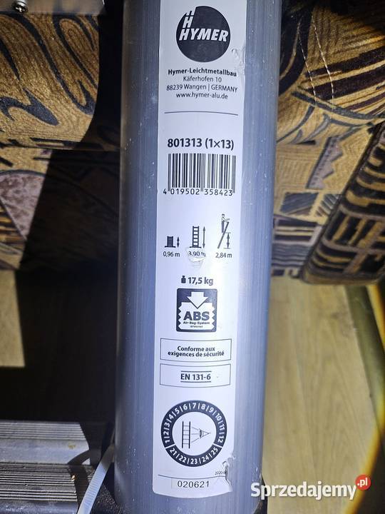 Niemiecka drabina HYMER 4 metry abs 150 kilo Bierutów sprzedam