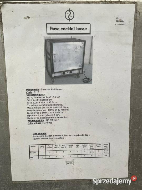 Przemysłowe mobilne szafy grzewcze wózki sprzedam