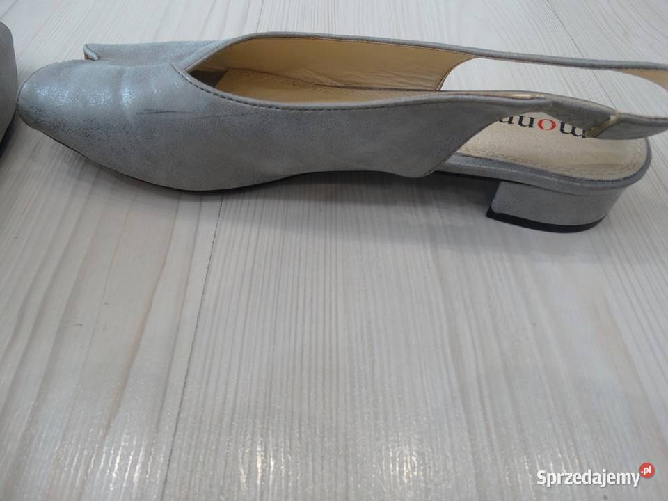 Buty Sandały Skórzane Skóra Naturalna Szare Łomża