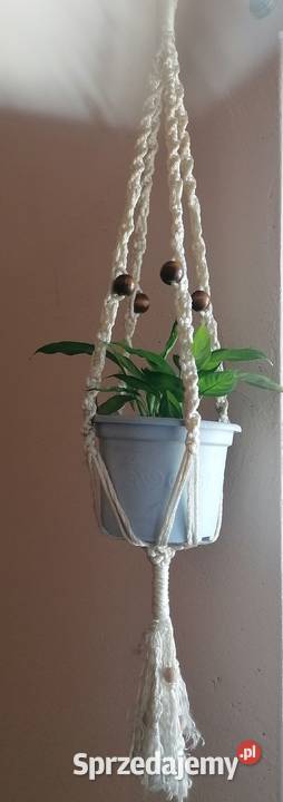 Makrama Kwietnik Wiszący biały Łódź