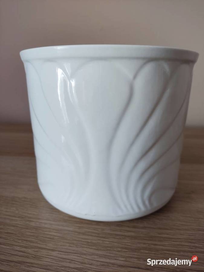 Doniczka donica osłonka ceramiczna biała fi 14 Głuchołazy