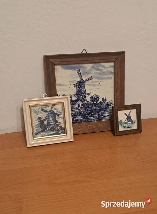 trzy obrazki płytki ceramiczne z Holandii z Warszawa