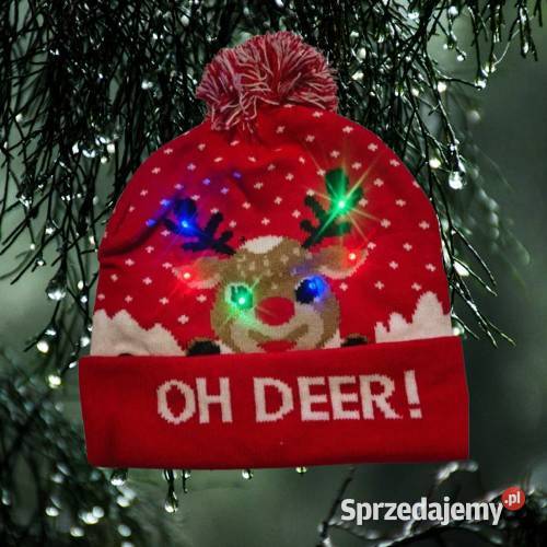 Nowa czapka świąteczna LED świecąca renifer Dla Dziecka Wałbrzych