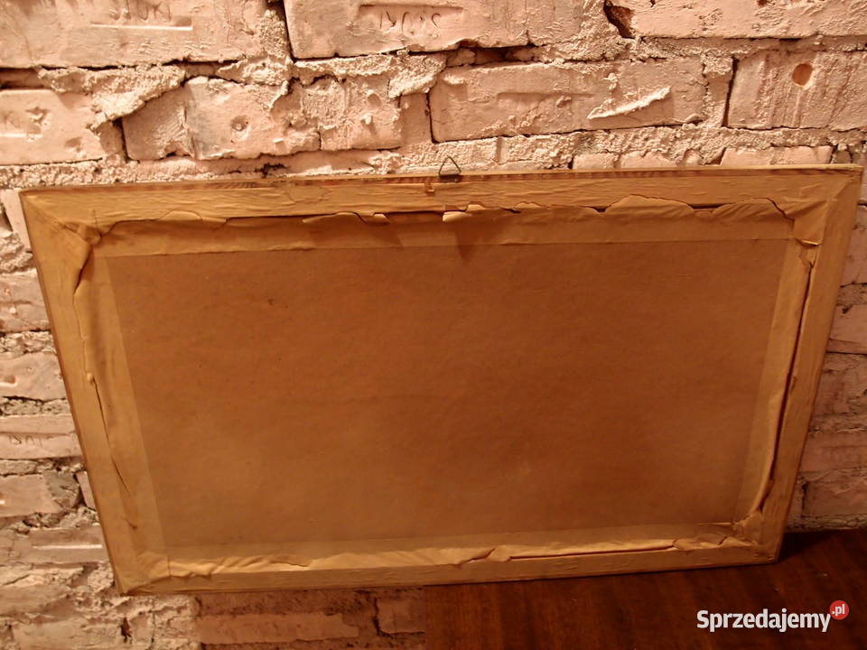 Obraz pejzaż jeziora rama drewniana z gipsową łódzkie