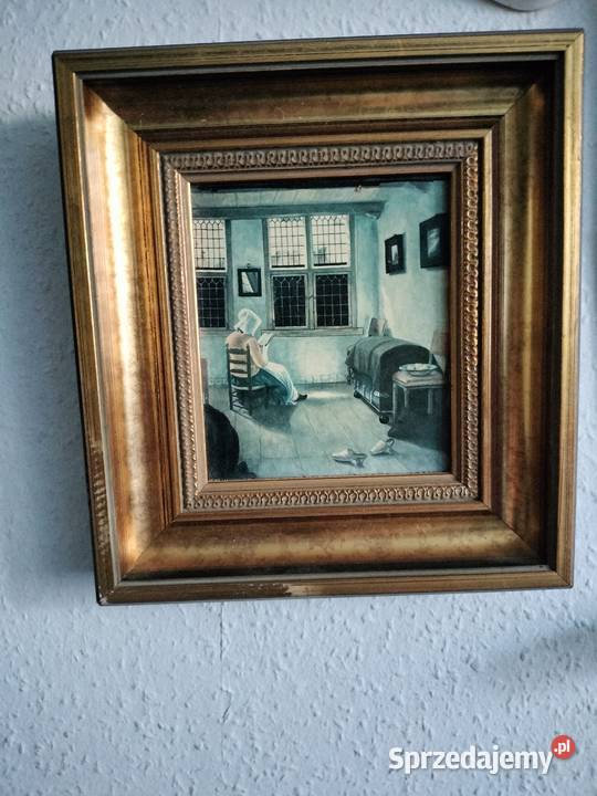 Mały obraz w złoconej ramię kobieta czytająca Choszczno