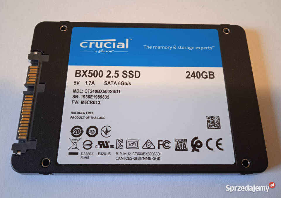 Dysk SSD Crucial BX500 25 240GB SATA III 6Gbs Poznań sprzedam