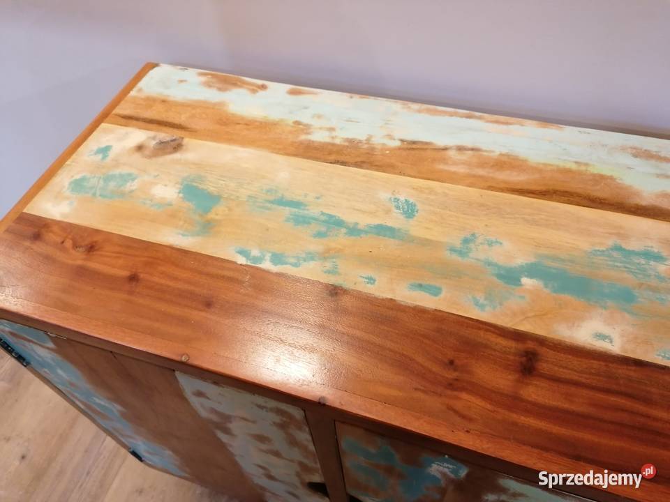 Drewniana komoda szafka w stylu loftowym z