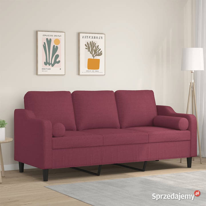 3osobowa sofa z poduszkami winna czerwień 180 Warszawa