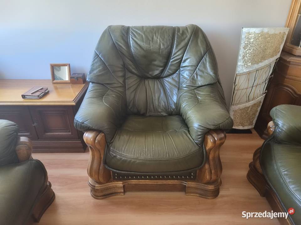 Komplet skórzany Dąb rustykalny z funkcją spania Bydgoszcz