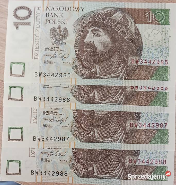 4 x 10 Mieszko I 2016 r kolejne numerymennicze Antyki, Sztuka, Kolekcje Konin