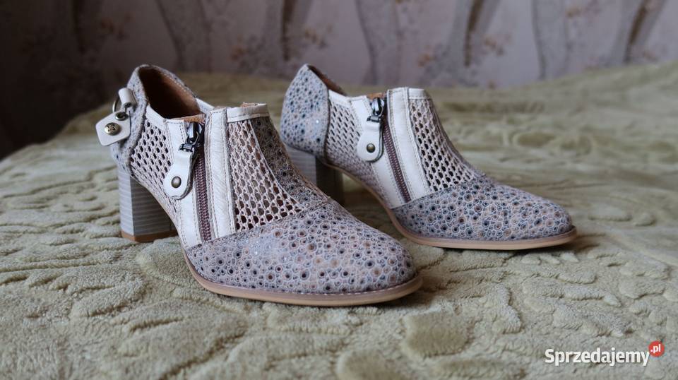 Botki Ażurowe Damskie Skórzane Maciejka 37 Nowe 24.5cm Półbuty dolnośląskie Ziębice