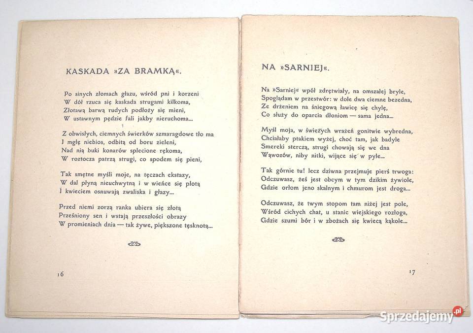 MŁ Sonety z Tatr Karyłowski 1920 r Warszawa sprzedam
