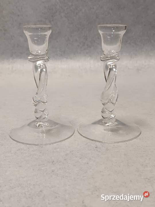 Szklany Świecznik Przezroczysty Para Świeczników Zakopane sprzedam